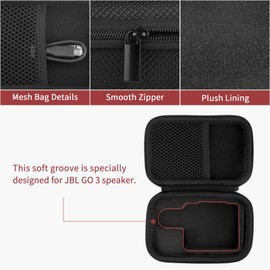 Black Hard Shell Case with Sponge for JBL GO 3 Mini Bluetooth Speaker