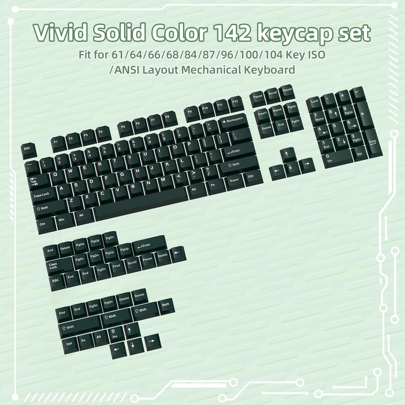 PBT Keycaps Cherry Profile Double-Shot Full Keycap Set for ANSI