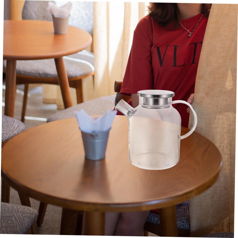 Ciieeo Transparent Glass Water Pitcher Kitchen Juice Pot with Ergonomic