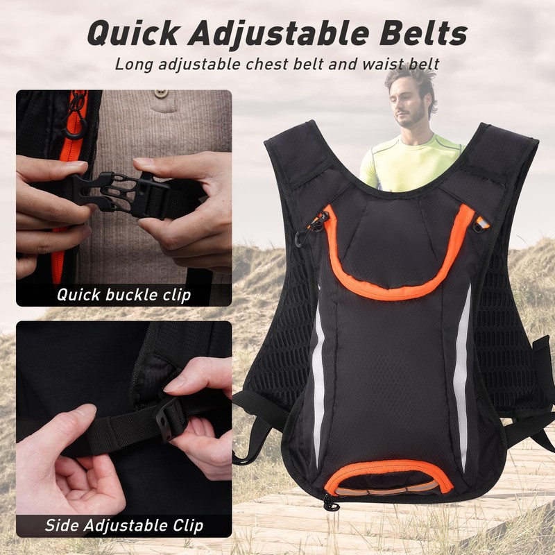 Cycling Hydration Backpack with Water Bottle Holder and Helmet Holder