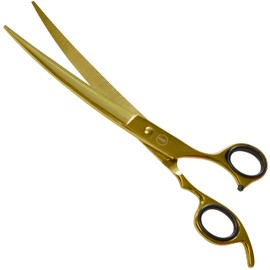 ANDUSTRIAL - Professional Hair Cutting Pet Grooming Scissors/Shears For Cats, Dogs - Premium High Carbon Steel Quality - Smooth And Sharp - 8.5 Inch, Gold