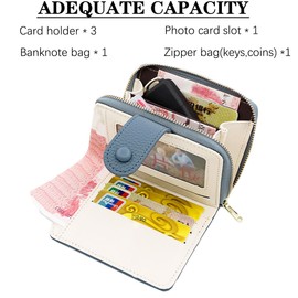 LZSXDWXY Wallet Women Small RFID Blocking Bifold Credit Card Wallets with ID Window and Zipper Coin Pocket Ladies Wallet