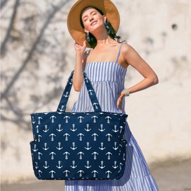 oscaurt Beach Bag Large Tote Bag Women's Handbag Shoulder Bag Beach Bag XXL Family Travel Bag Sports Bag Bath Bag Sauna Bag Gifts for Women, anchor