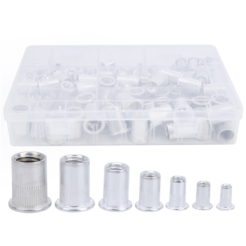 175pcs Rivet Nut Set Flat Head Aluminium Nutsert Assortment with