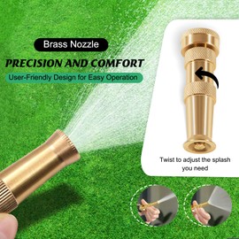 Brass Adjustable Spray Nozzle with Powerful Water Stream for Garden Hoses for Cleaning Walkways, Patios, Gutters | Fits Standard Hoses, Garden Sprayer, Power Washer Nozzle