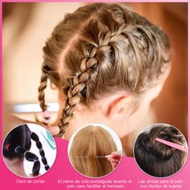 1500 mini bandas de goma con herramientas de peinado para el cabello, 2 cortadores de cola de caballo, 1 cepillo de burla, 1 peine de cola de rata, 1 cepillo de borde de doble cara, 2 clips de pico de pato, 2 herramientas de pelo de cola de topsy accesor