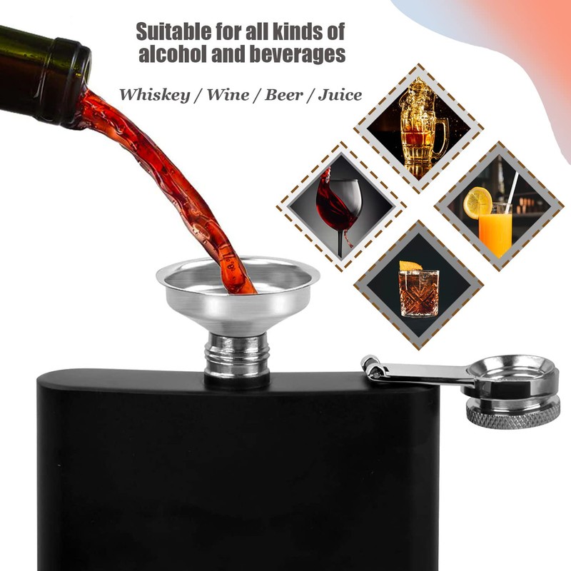 Hip Flask Set, Stainless Steel Flasks with 2 Small Cups