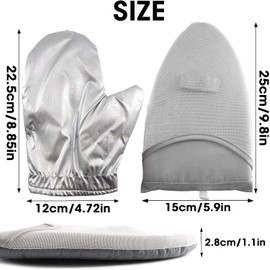 Bimkole 2 PCS Garment Steamer Ironing Glove, Anti Steam Gloves Waterproof Durable Heat Resistant Clothes Protective Ironing Glove for Garment Steamer Clothes Kitchen Baking Silver (Pointy)