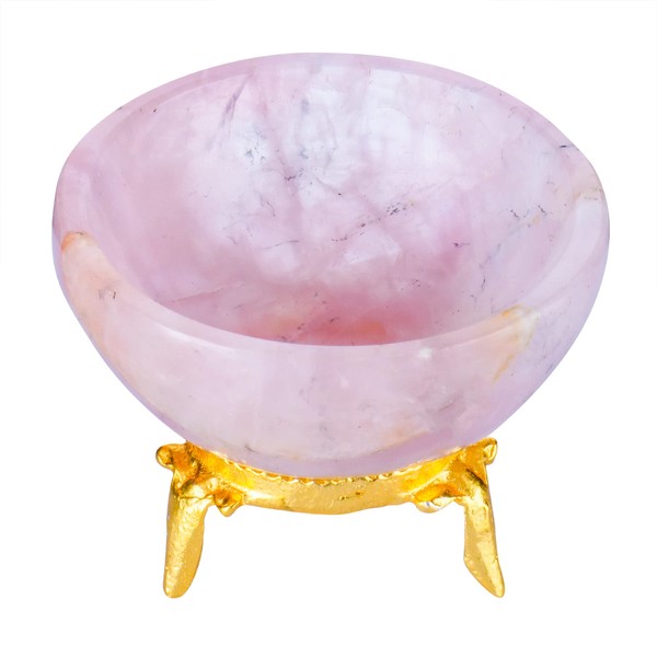 FASHIONZAADI Crystal Bowl - Rose Quartz Crystals - Reiki Tray Dish - Witch Altar Table - Living Room Centerpiece - Home Decor - Decorative Bowls - Crystal Gifts - Chakra Stones - Good Luck Gift