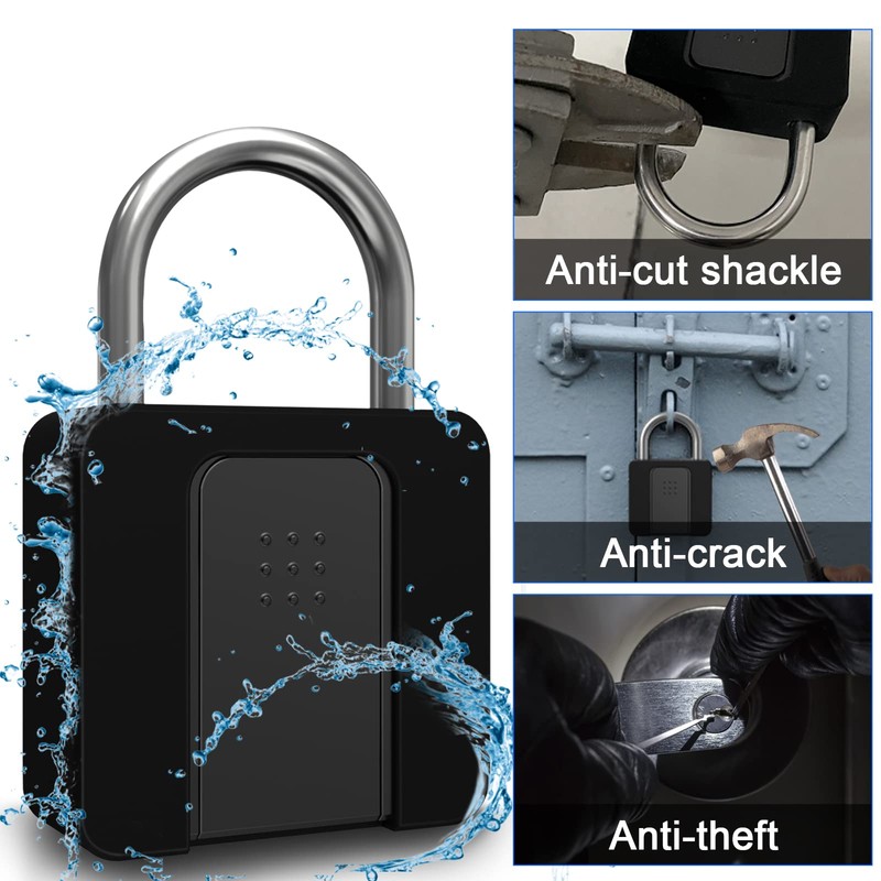Fingerprint Lock, Eseesmart Fingerprint Padlock with Key Bluetooth APP, Waterproof