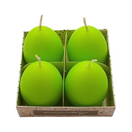 Dekohelden24 Set of 4 Easter Egg Candles Plain Green Size H/Diameter 6.5 x 4 cm Pack of 4