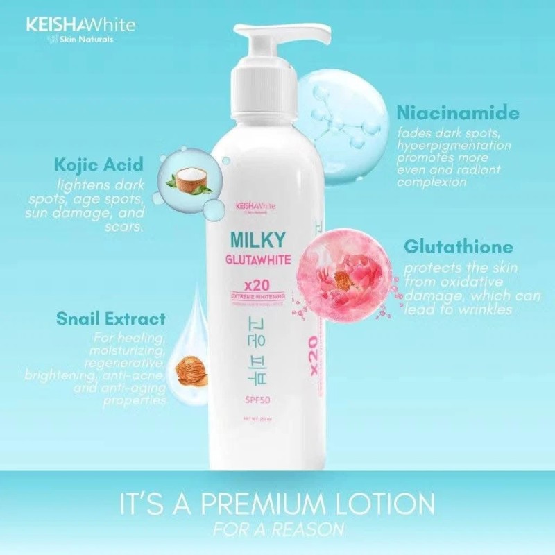 KEISHA White Skin Naturals Milky GlutaWhite x20 Body Lotion with