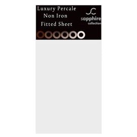 Sapphire Collection Fitted Sheet Non Iron Percale 180 Thread Count Polycotton Plain Fitted Sheets (Double, White)