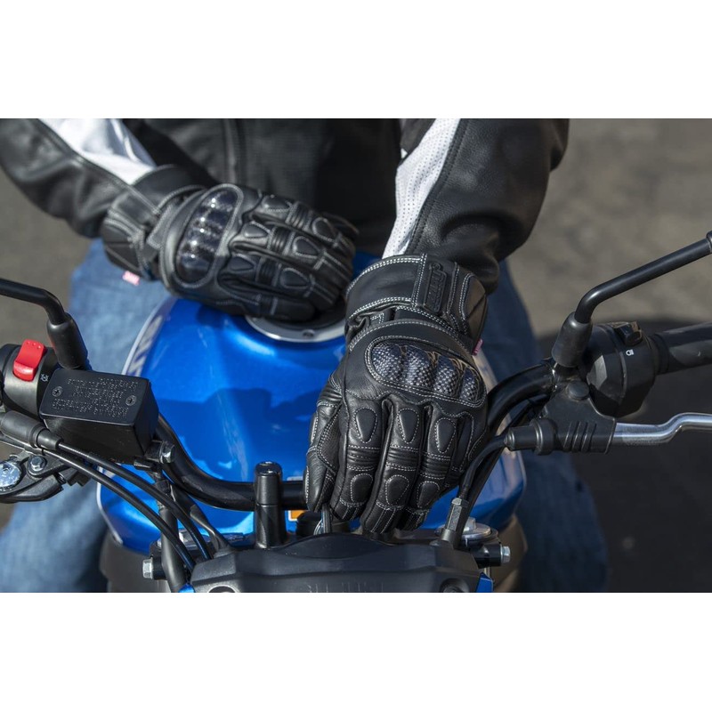 Noru Kabon Leather Gauntlet Motorcycle Glove - Waterproof Touring Glove