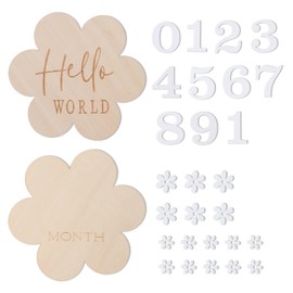 Greyoe 1 Set of Baby Milestone Cards, Baby Milestone Cards, Baby Milestone Cards, Baby Wood, Baby Monthly Cards (1-12 Months) - Perfect Decoration for Baby Photos and Children's Rooms