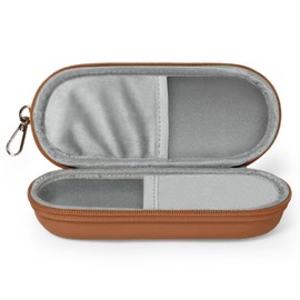 Huvon Double Eyeglasses Case, Dual Glasses Sunglasses Organizer with Zipper Closure, Eyewear Storage Box for Men Women Travel (Brown)