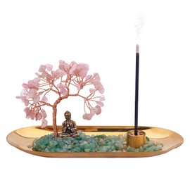WEWAYSMILE Crystal Incense Holder for Sticks, Crystal Tree Incense Stick Holders, Crystal Incense Sticks Holder, for Yoga, Meditation and Home Decor(Pink)