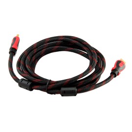 InstallerCCTV HD TV Cable 10ft 2.0 Black/Red, High Speed, (4K 60Hz, 18Gbps) with Braided Cord Supports Ethernet