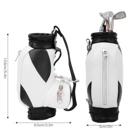 Vbestlife Mini Golf Bag Pen Holder with 3 Golf Club Pens, Novelty Golf Gift Set for Golfer Friends Fans (Black White)