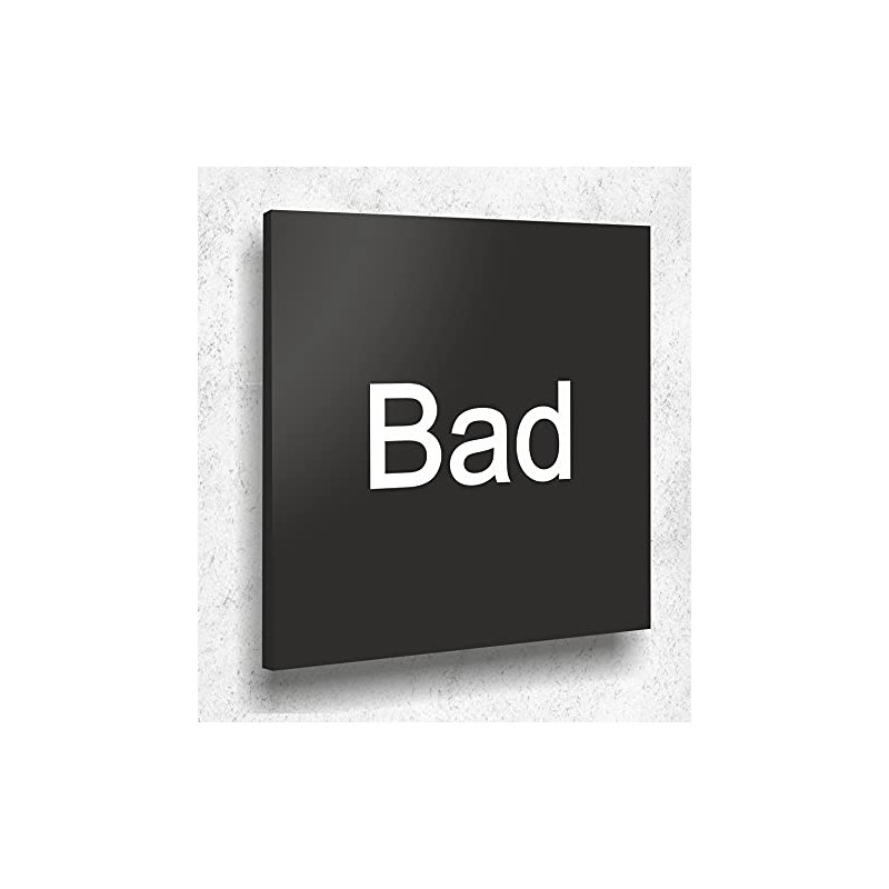 Door Sign Bad Sign Black Matt UV Print 12 x