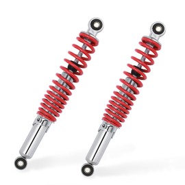 Minho Dual Rear Shock Absorbers with Adjustable Spring Preload in Heavy Iron Material Compatible with Chinese GY6 4-Stroke Engine Taotao ATV Go Kart,Red Color,330MM Length