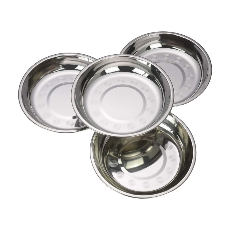 Zerdyne Set of 4 Dinner Serving Plates, Stainless Steel Round