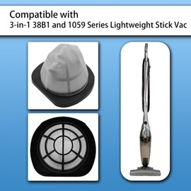 Aolleteau 2037423 Filter Compatible with Bissell 3-in-1 Lightweight Stick Vac 38B1, 38B1L, 1059 Series, Compare to Part# 2037423 & 2037424 (4 Pack Vacuum Filter & 4 Pack Foam Filter)