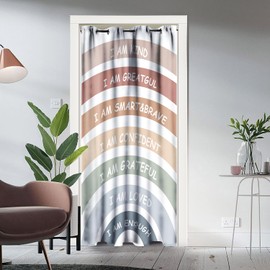 YungHo Boho Rainbow Door Curtain, Classroom Book Center Calming Corner Playroom Decor, I Am Kind Smart Brave Home Girls Privacy Doorway Curtain Tapestry Wall Room Decor-Blue 34" W x 80" L