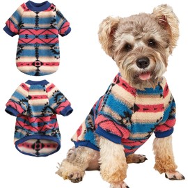 Yoolhamy Dog Jumper for Small Dogs, Fleece Dog Jumper, Winter Dog Jumper, Ethnic Boho Winter Clothing, Soft and Warm Jumper Dog Thermal Puppy Dog Sweater (Pink, M)