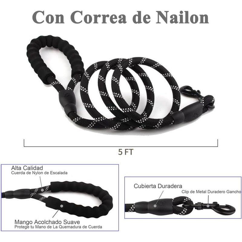 Arnés para Perro Ajustable con Correa de 1.5m Incluida, Negro,