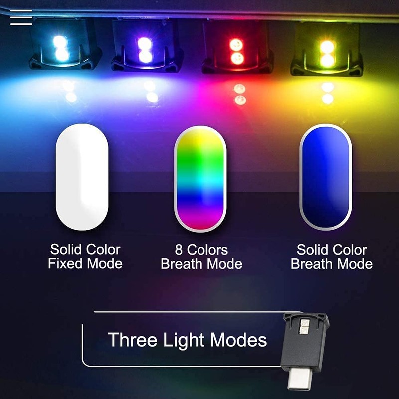 AOZITA Mini USB Type C LED RGB Light Brightness Adjustable