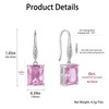 VESHON October Pink Tourmaline Rectangular Earrings, Princess Cut 925 Silver
