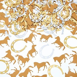 800 Pieces Horseshoe Confetti Horse Confetti Decorations Horse Party Confetti Accessories Animal Glitter Confetti for Birthday, Derby Day Party, Baby Shower, Cowboy Party Supplies