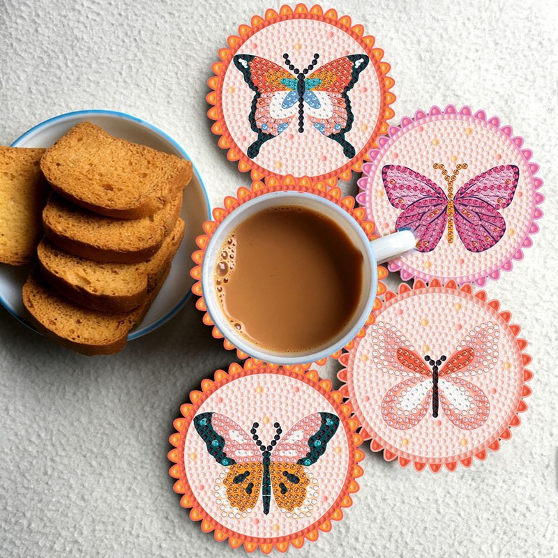 Cyleibe 6 Pcs Diamond Painting Coasters Drink Coasters, DIY Diamond