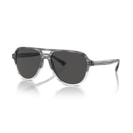 Brooks Brothers Men's BB5053U Universal Fit Aviator Sunglasses, Grey Horn Block/Dark Grey Solid, 58 mm