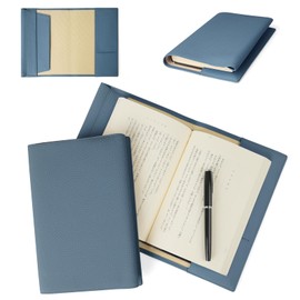 oyaka A5 Book Cover, One Size Fits Most, Compatible with Thick Books, Waterproof, Leather, A5 Size, Notebook Cover, Notebook Cover, Notebook, Booklet, Reference Book, Specialty Book, Storage Pocket, Bookmark, Pen Clip Included, Blue