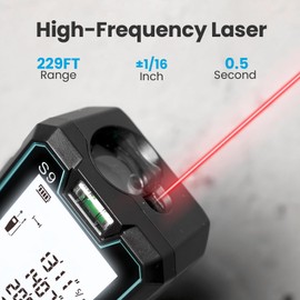 ACEGMET Laser Measure, 229ft/70m Laser Measurement Tool, S9 Room Laser Measuring Tool with 2 Bubble Levels, LCD Backlit Display, IP54 Waterproof, Pythagorean Mode for Distance, Area, Volume