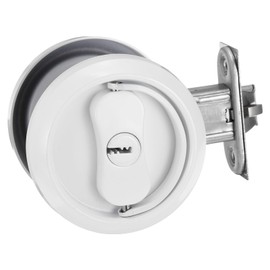 PATIKIL Stainless Steel Deadbolt Lock, Single Dead Bolt Locks Modern Round Dead Lock for Exterior Keyed Front Entry Door Pick Resistant Security, White