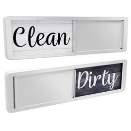 Dishwasher Magnet Clean Dirty Sign, Clean Dirty Magnet for Dishwasher, Rustic Farmhouse Kitchen Decor, Magnetic Dish Washer Sign Indicator, Sliding Rustic Dish Washer Signs, Black & White Wood
