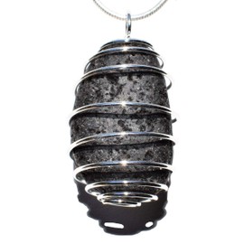 Zenergy Gems CHARGED Natural Pahoehoe Lava Stone Crystal Essential Oil Diffuser Necklace + 20" Silver Snake Chain & Selenite Charger (Large Stone Bead Cage)