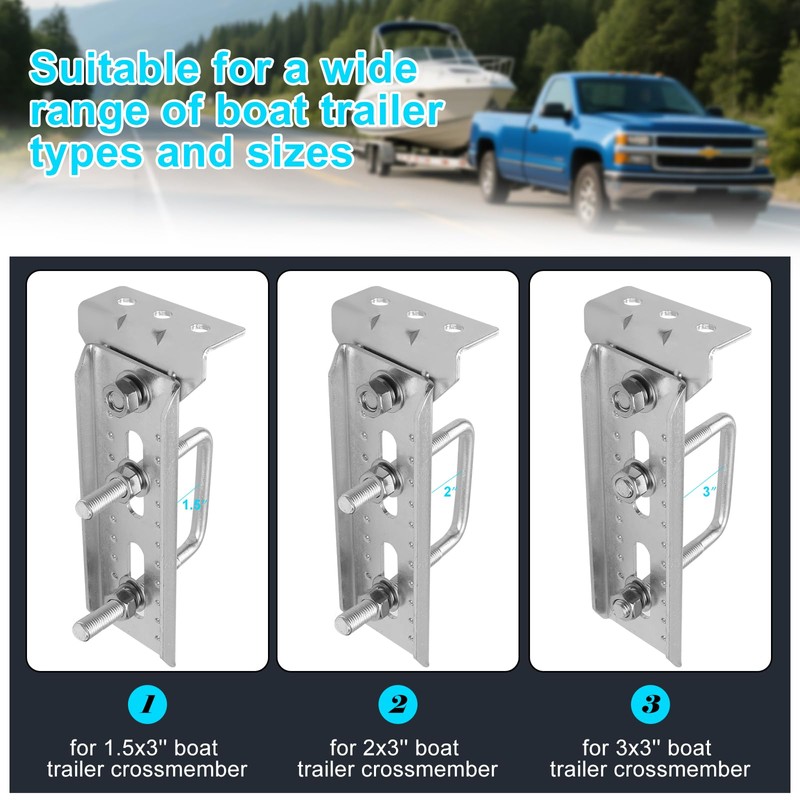 4PCS 8" Heavy Duty Boat Trailer Bunk Brackets,Adjustable Galvanized Swivel