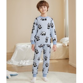 Toddler Boys Panda Pajamas Kids Long Sleeve Winter Warm Jammies Pjs Boys 2-Piece Clothes Sleepwear 3-10T 2099-7T