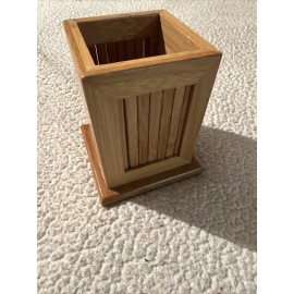 Unbranded Bamboo Wood Desk Pen Pencil Holder Stand Multi Purpose Use Pencil Cup Pot Desk