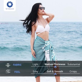 9Threads 100% Cotton Turkish Beach Towel with Bag Towels Oversized 36"x72" Pool Absorbent Extra Large Quick Dry Sand Travel Towel (Light Green, 4 Pack)