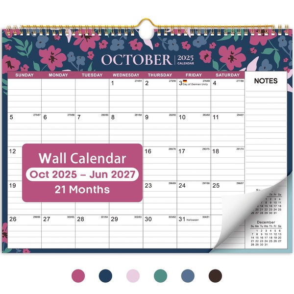 Calendar 2025-2026, 21-Month Calendar from October 2025 to June 2027,