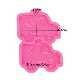 Cute Ambulance Badge Reel Silicone Mold Epoxy Resin Casting Mold for Jewelry and Pendant Making Badge Reel Mold for Doctor Nurse Office School Teacher Student Phone Grip and Keychain Resin Mold