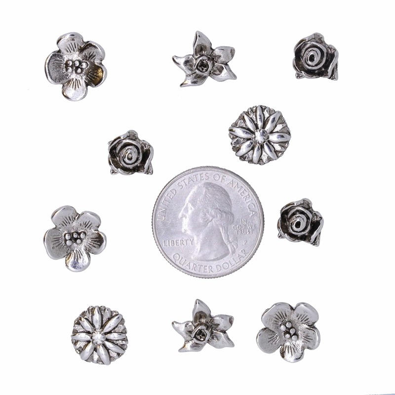 Flower Pushpins - Silver Finish