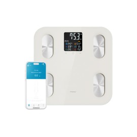 mooas Smart Health Care LCD Scale Pro (Ivory), Digital Bluetooth Smart Scale Bathroom Scale, Accurate Body Fat, Muscle Mass, Weight, Large Display, Tempered Glass, Multi-User, Various Health app sync