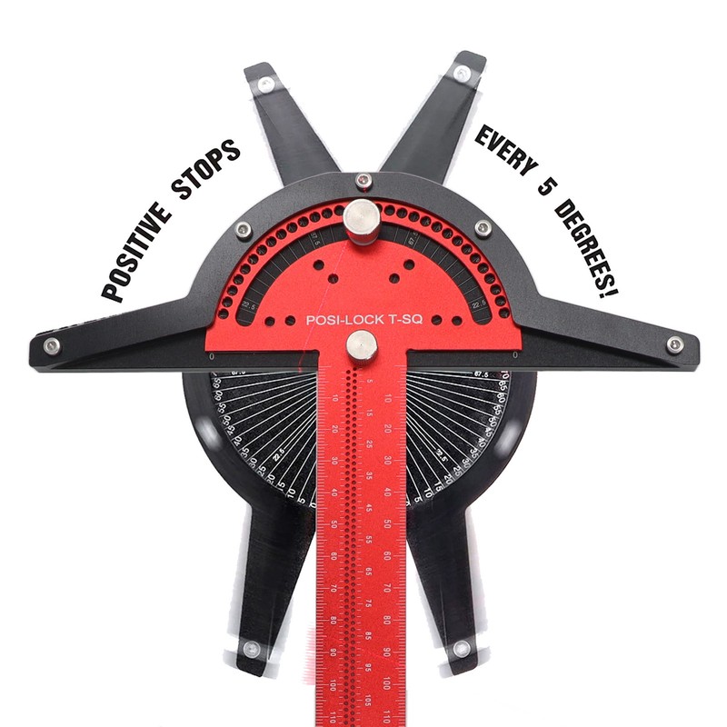 Woodworkers Edge Ruler Aluminum Alloy Red Black Adjustable Angle T