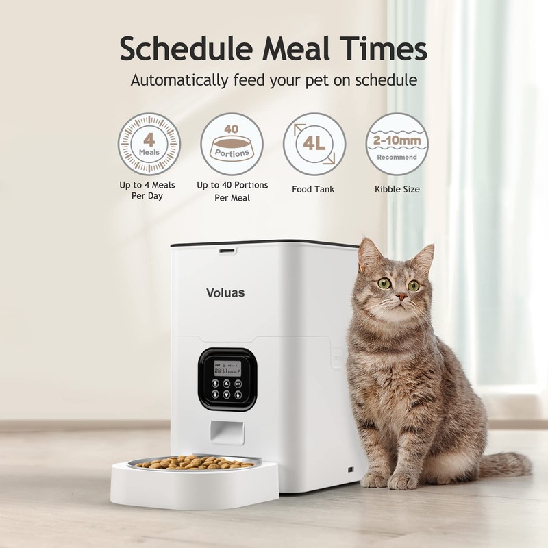 VOLUAS Automatic Cat Feeders - Timed Pet Feeder for Cats